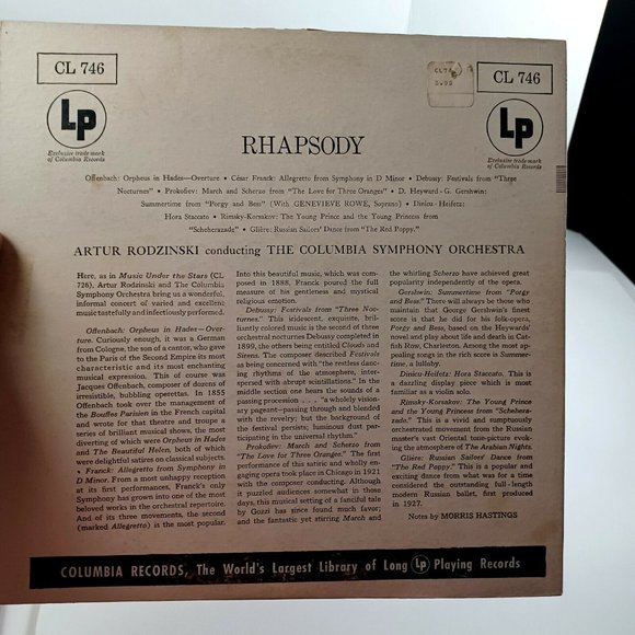 Rhapsody Artur Rodzinski The Columbia Symphony Orchestra 50s *MINOR WEAR - Picture 3 of 14